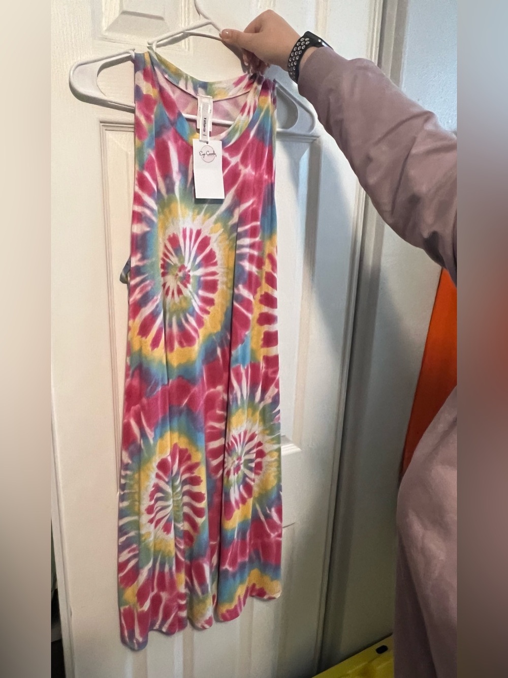 Yahada Tie-Dye Maxi Dress in Pink, Yellow & Blue